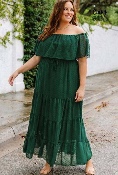 Picture of PLUS SIZE SWISS DOT RUFFLED MAXI DRESS